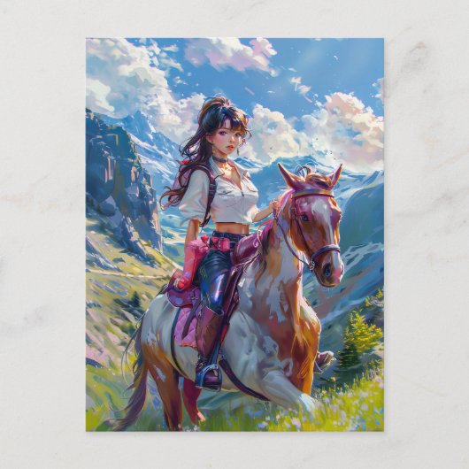 Manga Cowgirl in het Alpenparadijs Briefkaart (Voorkant)