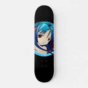  Manga girl, blauwgroen haar, bruine ogen, blauwgr Persoonlijk Skateboard