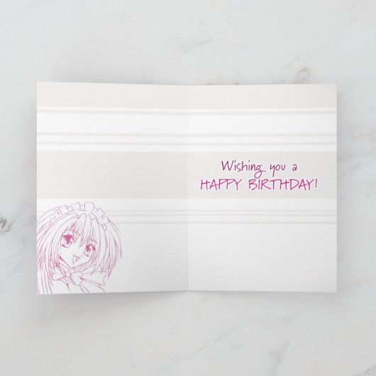 Manga Girl Maid Birthday Kaart (Binnen)