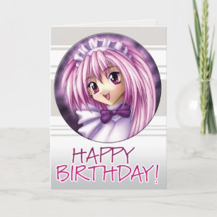 Manga Girl Maid Birthday Kaart