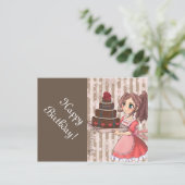 Manga girl met chocoladetaart - kaarten (Staand voorkant)