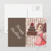 Manga girl met chocoladetaart - kaarten (Voorkant / Achterkant)