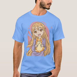 Manga Girl met Comic Guinea Pig in hand voor Pet F T-shirt