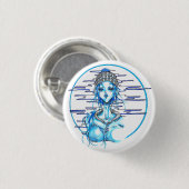 Manga girl snow blue ronde button 3,2 cm (Voorkant /achterkant)