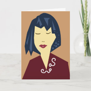 Manga-haar-jarig meisje kaart