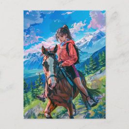 Manga Horseback Avontuur in de Alpen Briefkaart