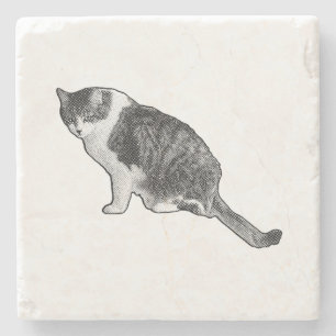 Manga kat coaster zorgt voor conversatie en comfor stenen onderzetter