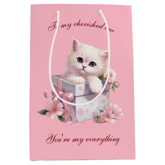 Manga kat ontwerp geschenkzak voor kat liefhebbers medium cadeauzakje (Voorkant)