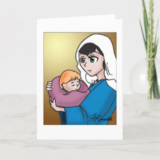 Manga Madonna Illustrated Christmas Card Feestdagen Kaart