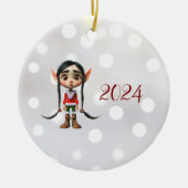 Manga Meisje Kerst Elf Keramisch Ornament (Voorkant)