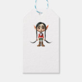 Manga Meisje Kerst Elf Witte Gift Labels Cadeaulabel (Voorkant)