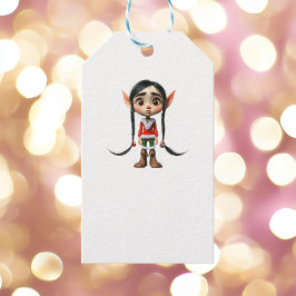 Manga Meisje Kerst Elf Witte Gift Labels Cadeaulabel