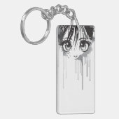 Manga meisje met verf-overgoten blik sleutelhanger (Voorkant Links)