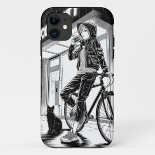 Manga Monochrome Illustratie - Cyberpunk Meisje Case-Mate iPhone Case