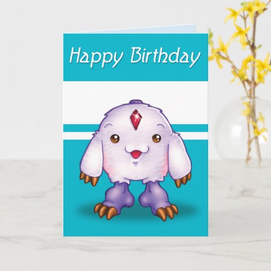 Manga Monster Happy Birthday Kaart (Gele Bloem)