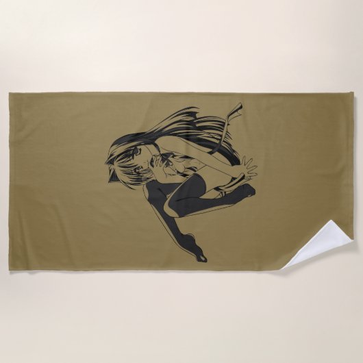 Manga, Neko Catgirl Furry Anime Loli Slave Strandlaken (Voorkant)