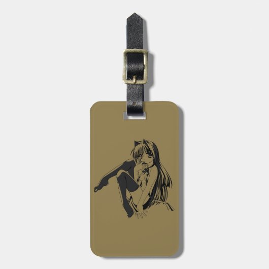 Manga, Neko Catgirl Furry Kawaii Loli Bagagelabel (Voorkant verticaal)