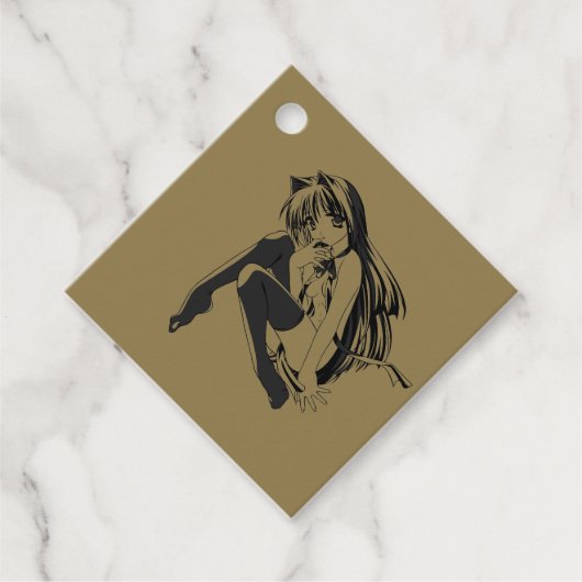 Manga, Neko Catgirl Furry Kawaii Loli Bedankjes Labels (Voorkant)