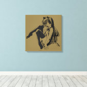 Manga, Neko Catgirl Furry Kawaii Loli Canvas Afdruk (Insitu (Houten vloer))