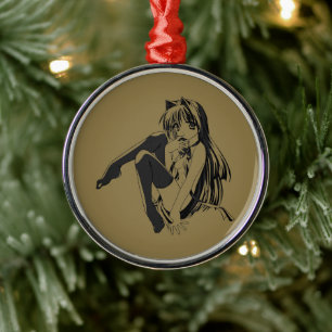 Manga, Neko Catgirl Furry Kawaii Loli Metalen Ornament