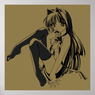 Manga, Neko Catgirl Furry Kawaii Loli Poster