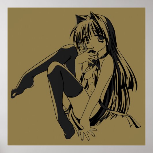 Manga, Neko Catgirl Furry Kawaii Loli Poster (Voorkant)