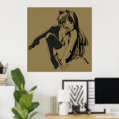 Manga, Neko Catgirl Furry Kawaii Loli Poster (Thuiskantoor)