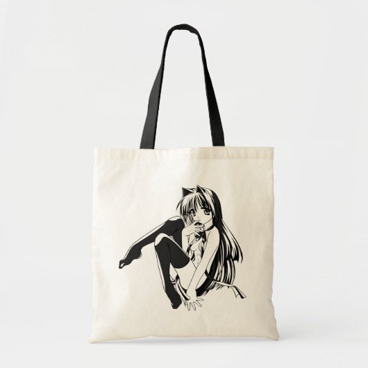 Manga, Neko Catgirl Furry Kawaii Loli Tote Bag (Voorkant)