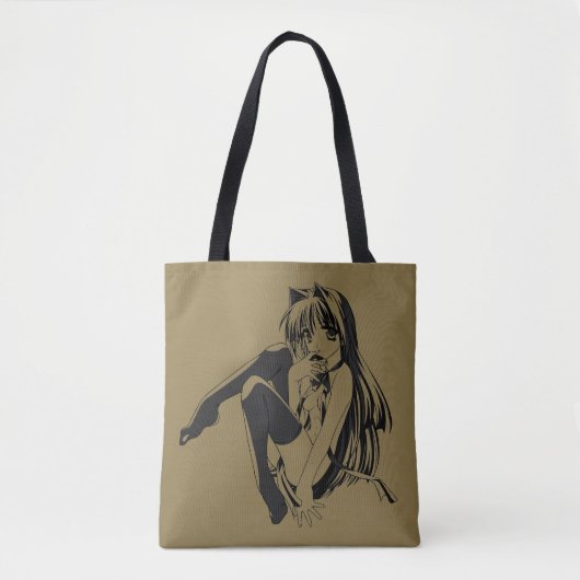 Manga, Neko Catgirl Furry Kawaii Loli Tote Bag (Voorkant)