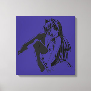 Manga, Neko Catgirl Furry Kawaii Loli (translation Canvas Afdruk