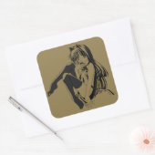 Manga, Neko Catgirl Furry Kawaii Loli Vierkante Sticker (Envelop)