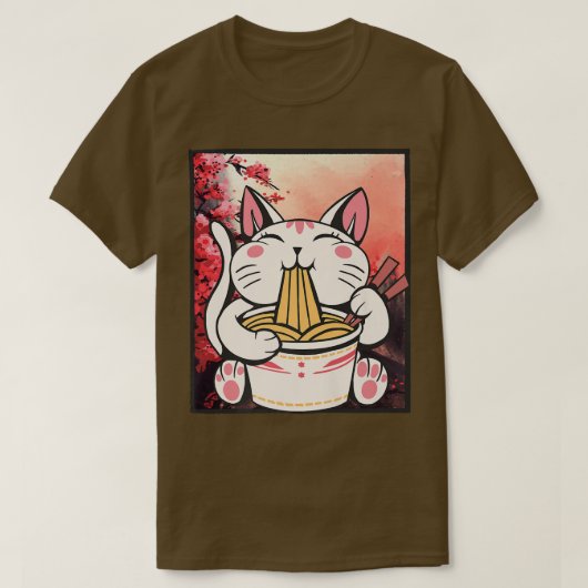 Manga Neko Ramen Cat Lover 852 T-shirt (Design voorkant)