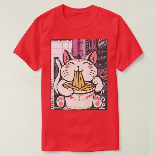 Manga Neko Ramen Cat Lover T-shirt (Design voorkant)