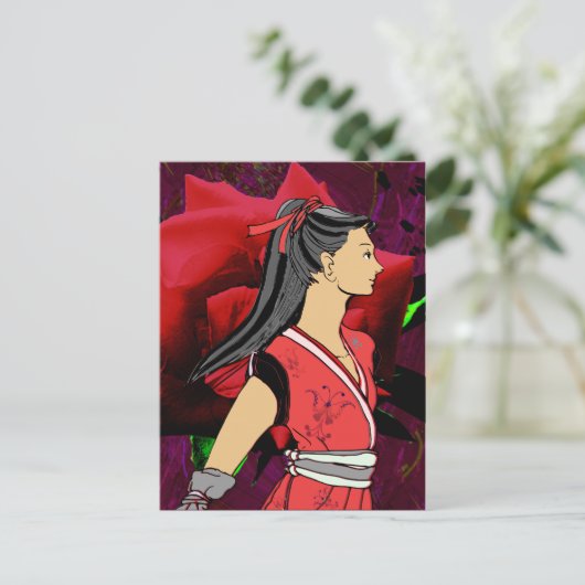 MANGA NINJA meisje Briefkaart (Staand voorkant)