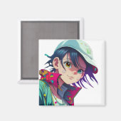 Manga pop kunst liefhebbers pop liefhebbers cartoo magneet (Voorkant / Achterkant)