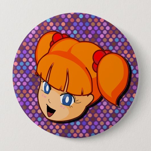 Manga Red Girl Ronde Button 4,0 Cm (Voorkant)