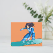 Manga Snowboarder Girl Briefkaart (Staand voorkant)