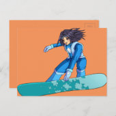 Manga Snowboarder Girl Briefkaart (Voorkant / Achterkant)