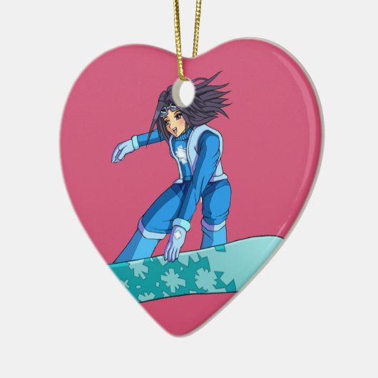 Manga Snowboarder Girl Keramisch Ornament (Links)