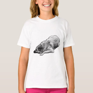 Manga Stip Flat Dog Brengt Vreedzame Vakantie Uits T-shirt