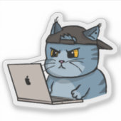 Manga-Style IT Cat Sticker (Voorkant)