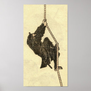 Manga van de Vintage Ninja 1800 door Hokusai Poster