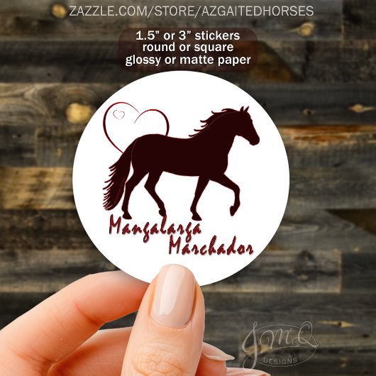 Mangalarga Marchador Paard Silhouet Hart Ronde Sticker