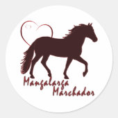 Mangalarga Marchador Paard Silhouet Hart Ronde Sticker (Voorkant)