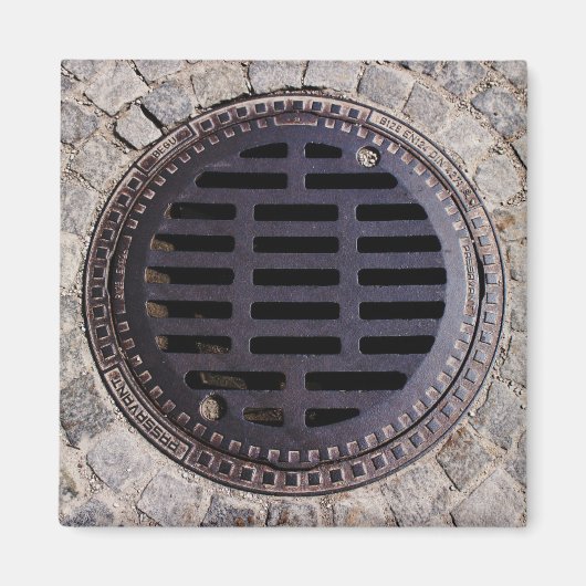 Mangatdeksel en kasseistrook wegmagneet magneet (Voorkant)