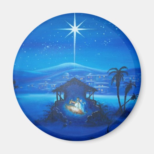 Manger Nachtscène Magneet (Voorkant)