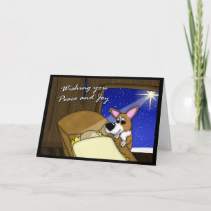 Manger Pembroke Welsh Corgi-kerstkaart Feestdagen Kaart