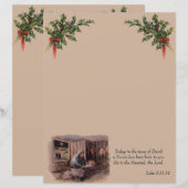 Manger Scene Christelijk Stationery (Voorkant / Achterkant)