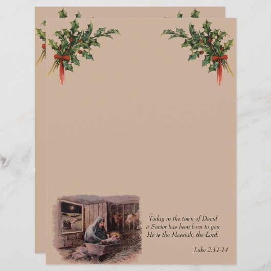 Manger Scene Christelijk Stationery (Voorkant / Achterkant)