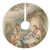 " Manger Scene" Imitatie Linnen Kerstboom Kleed (Voorkant)